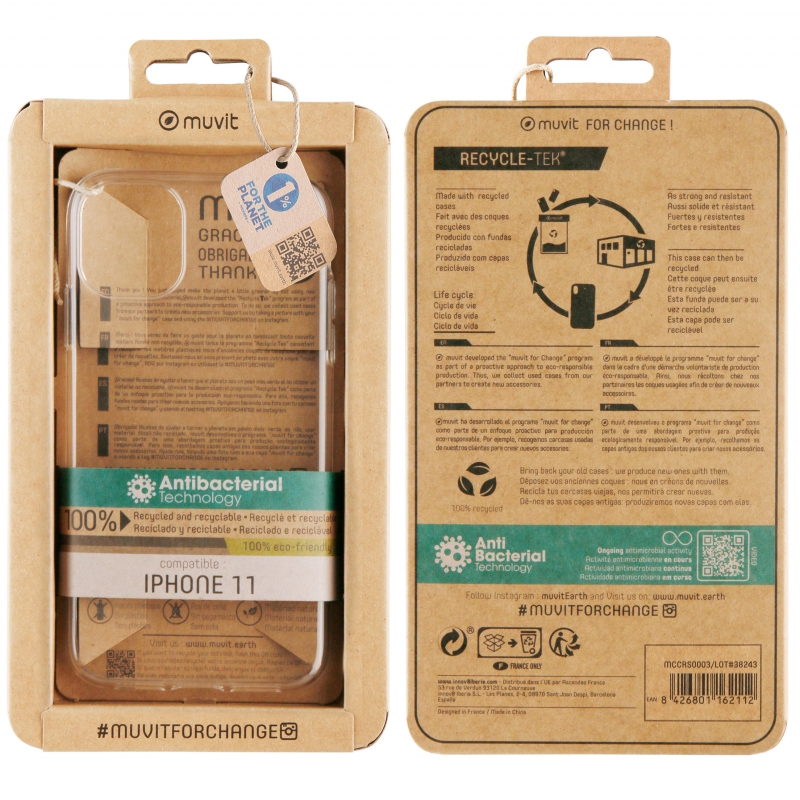 Funda Muvit for Change Apple iPhone 11 recycletek transparente antibacteriana - Imagen 3