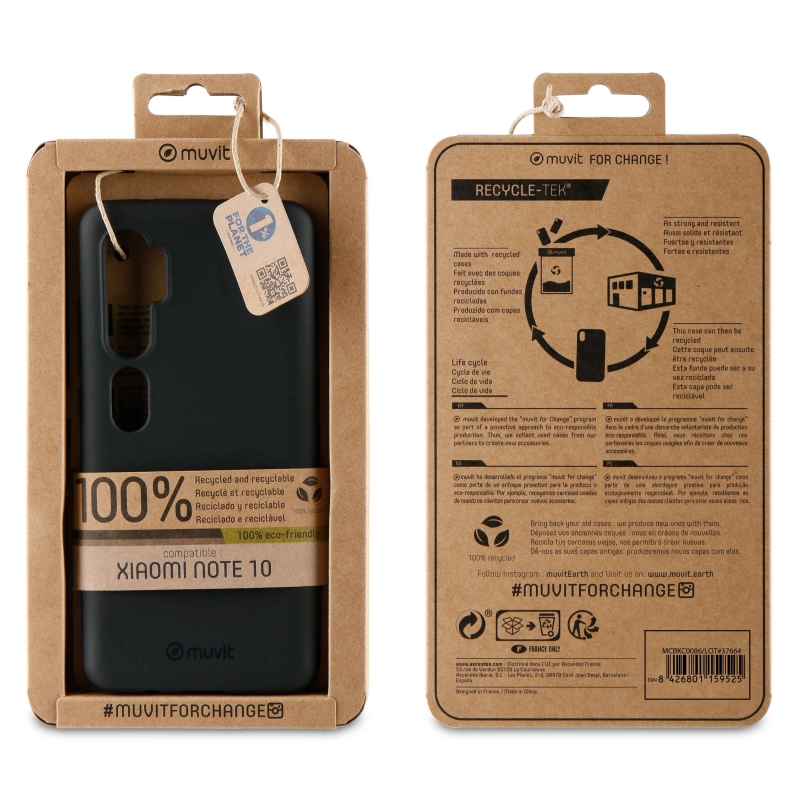 Funda Muvit for Change para Xiaomi Mi Note 10 recycletek negra. - Imagen 3