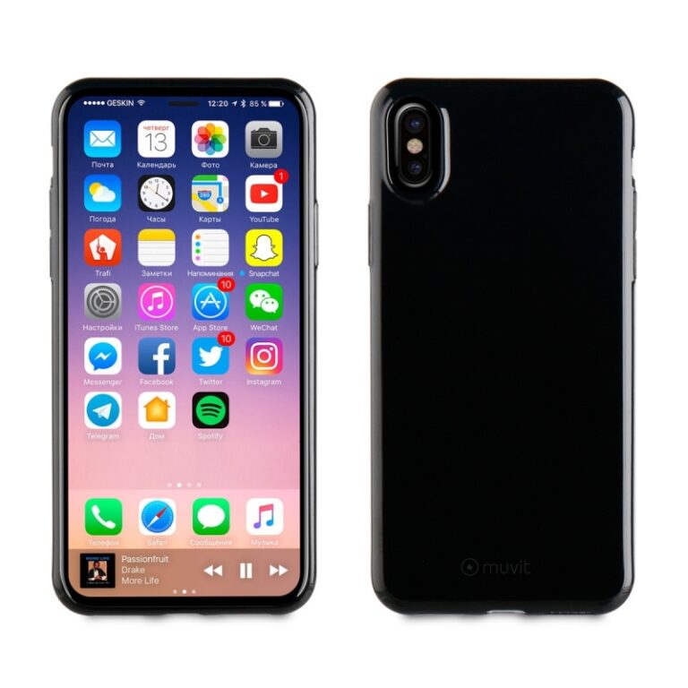 Funda Muvit Cristal Soft Apple iPhone Xs/X ultra fina negra.