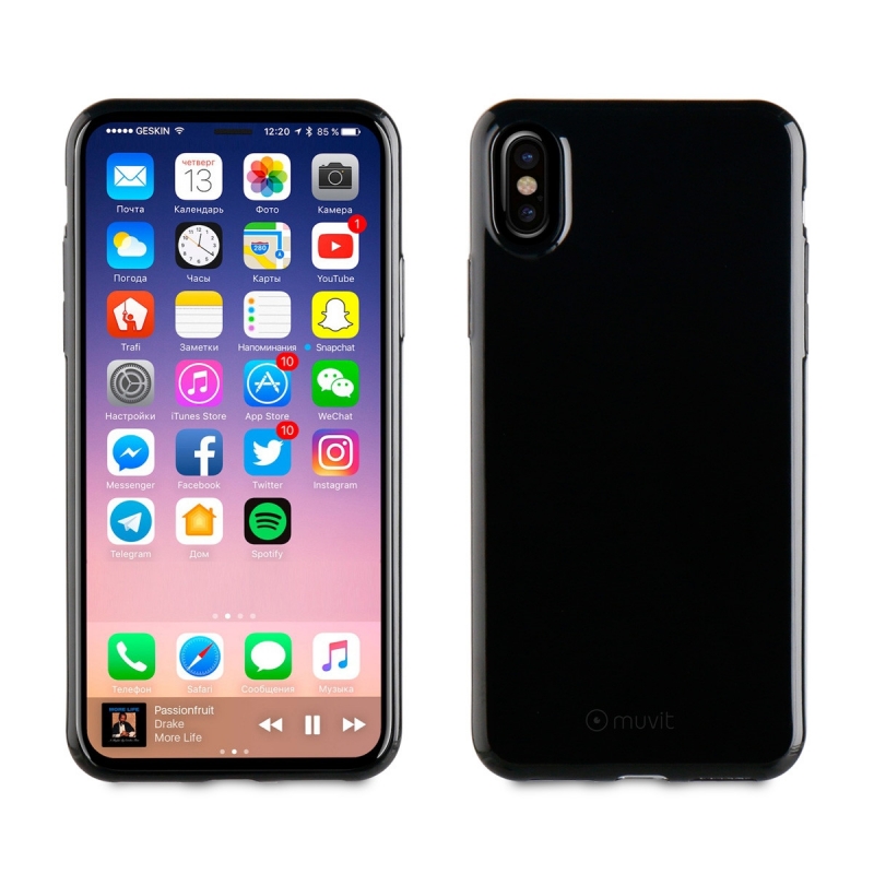 Funda Muvit Cristal Soft Apple iPhone Xs/X ultra fina negra.
