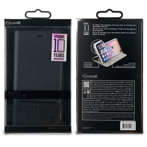 Funda Muvit Folio para Apple iPhone Xs/X función soporte negra (NUEVA) - Imagen 3
