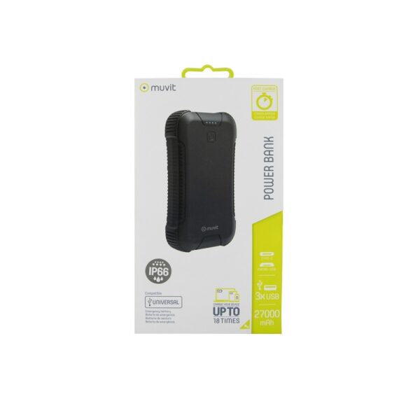 Power Bank Muvit solar 16000 mAh 2 USB (2.4+1A) IP67 negra (NUEVO) - Imagen 5