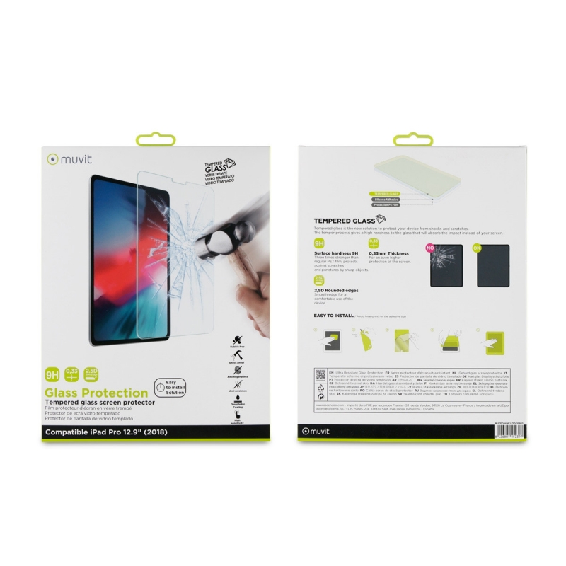 Protector de pantalla Muvit para Apple iPad Pro 12,9" 2018 vidrio templado plano - Imagen 3