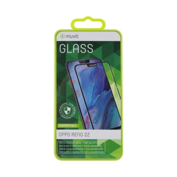 Protector de Pantalla Muvit para Oppo Reno 2Z vidrio templado plano marco negro - Imagen 2