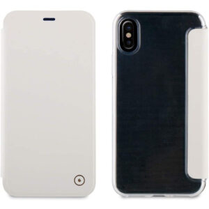 Funda Muvit Folio con Parte Trasera Transparente para Apple iPhone X tapa blanco