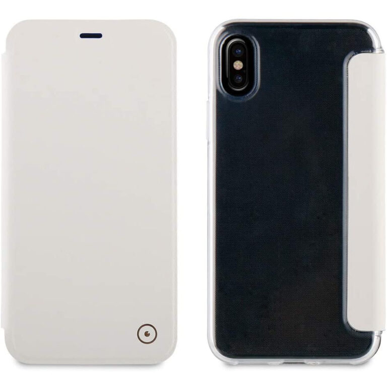 Funda Muvit Folio con Parte Trasera Transparente para Apple iPhone X tapa blanco