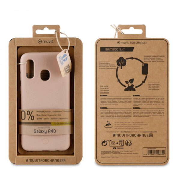 Funda Muvit for Change para Samsung Galaxy A40 bambootek old roses. - Imagen 3