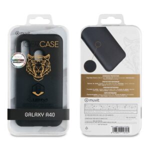 Funda Muvit Tiger Triangle Samsung Galaxy A40 shockproof 1,2m negra.