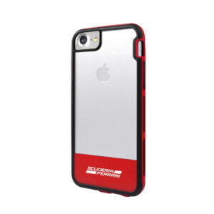 Funda Ferrari para Apple iPhone 8/7 Shockproof Racing transparente roja