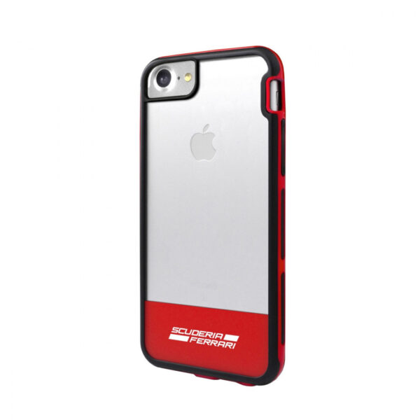 Funda Ferrari para Apple iPhone 8/7 Shockproof Racing transparente roja