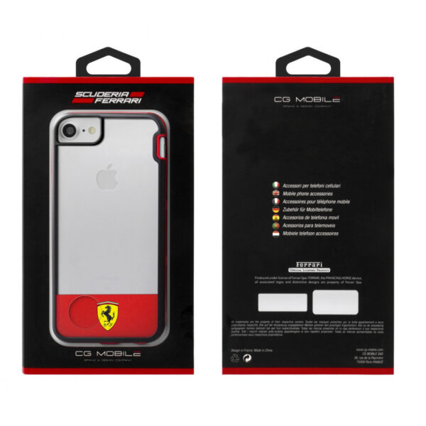 Funda Ferrari para Apple iPhone 8/7 Shockproof Racing transparente roja - Imagen 2