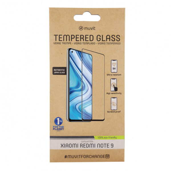 Muvit for change protector pantalla Xiaomi Redmi Note 9 vidrio templado plano. - Imagen 2