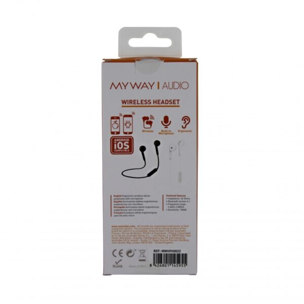 Auriculares estéreo wireless Myway negros (NUEVO) - Imagen 3