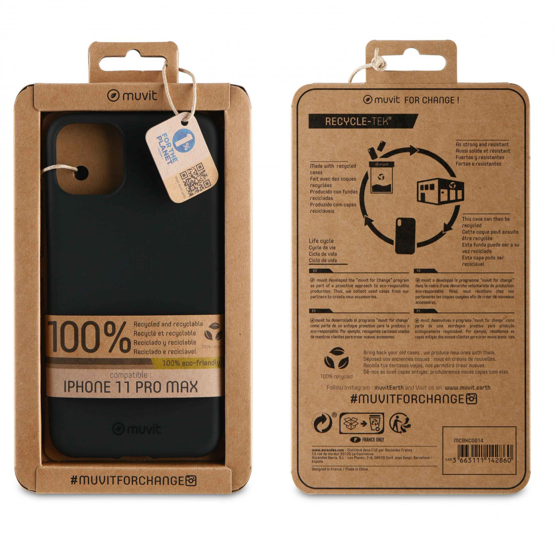 Funda Muvit for Change para Apple iPhone 11 Pro MAX recycletek negra. - Imagen 3