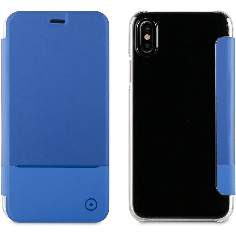Funda Muvit Folio con Parte Trasera Transparente para Apple iPhone 8 tapa azul.