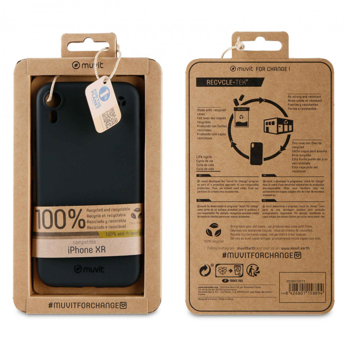 Funda Muvit for Change para Apple iPhone XR recycletek negra. - Imagen 2