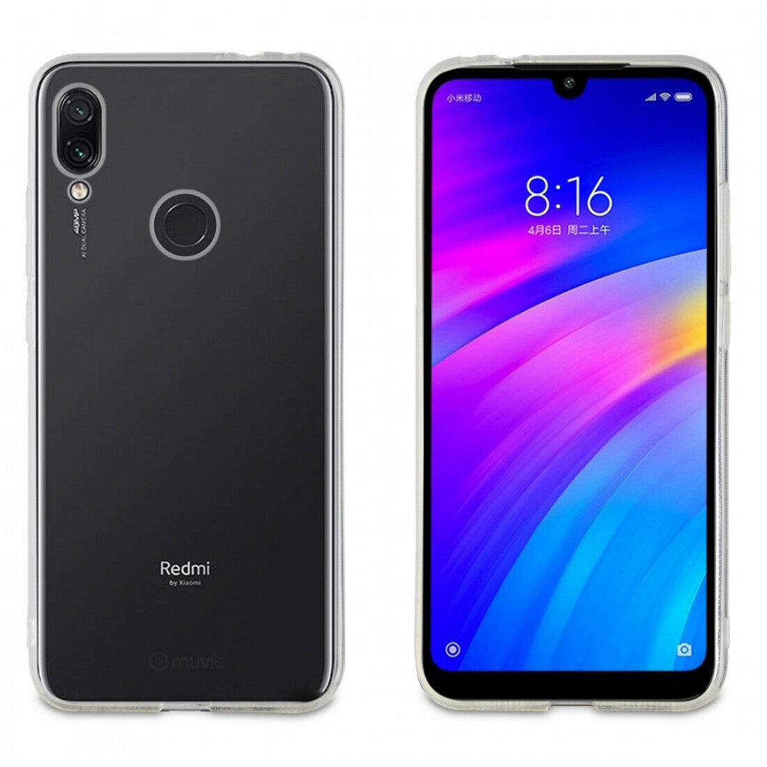 Pack Muvit Xiaomi Redmi 7 funda Cristal Soft transparente + protector pantalla. - Imagen 2