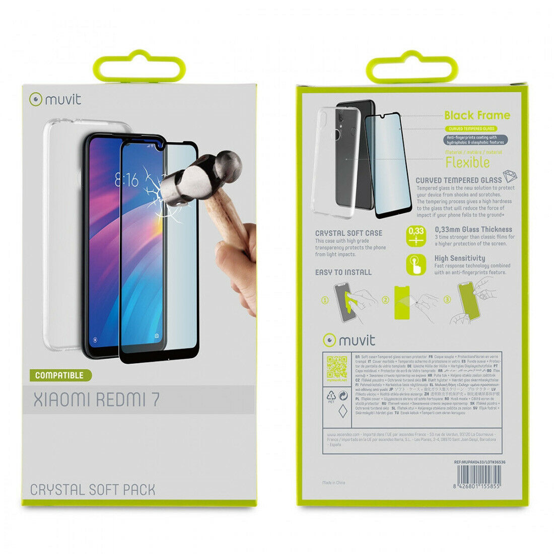 Pack Muvit Xiaomi Redmi 7 funda Cristal Soft transparente + protector pantalla. - Imagen 4