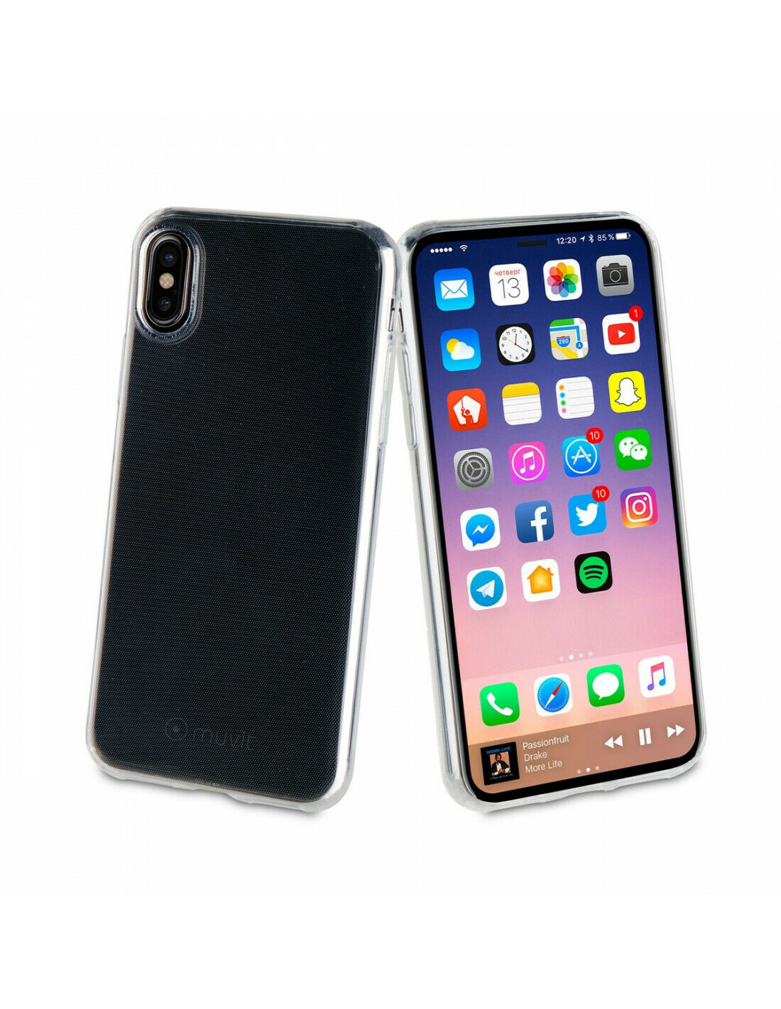 Pack Muvit para Apple iPhone Xs/X funda Cristal Soft transparente + protector. - Imagen 2