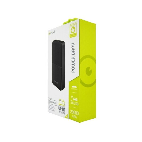 Power Bank Muvit 20000 mAh USB 2 puertos 2A (max) negro Usada - Imagen 5