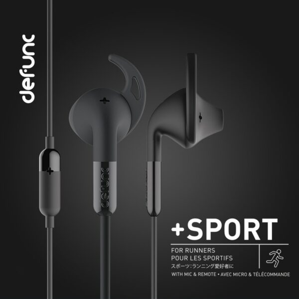 Auriculares DeFunc + SPORT con cable jack 3,5 mm negros - Imagen 3