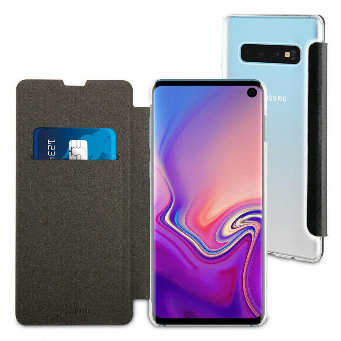Funda Muvit Folio para Samsung Galaxy S10 negra.