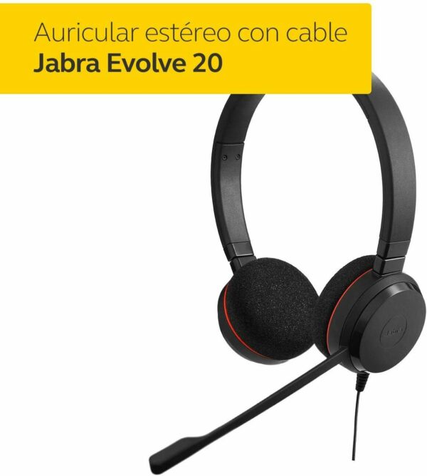 Auriculares Jabra EVOLVE 20 UC Estéreo USB negro Usado *Sin embalaje original* - Imagen 2
