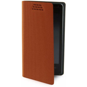 Funda Folio universal Muvit compatible con 5'' con función soporte naranja.