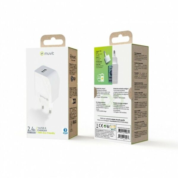 Muvit for change Transformador USB 2.4A 12W blanco - Imagen 3