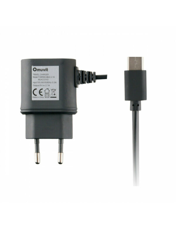 Muvit transformador Tipo C 2.1A cable 1.2m negro. - Imagen 2