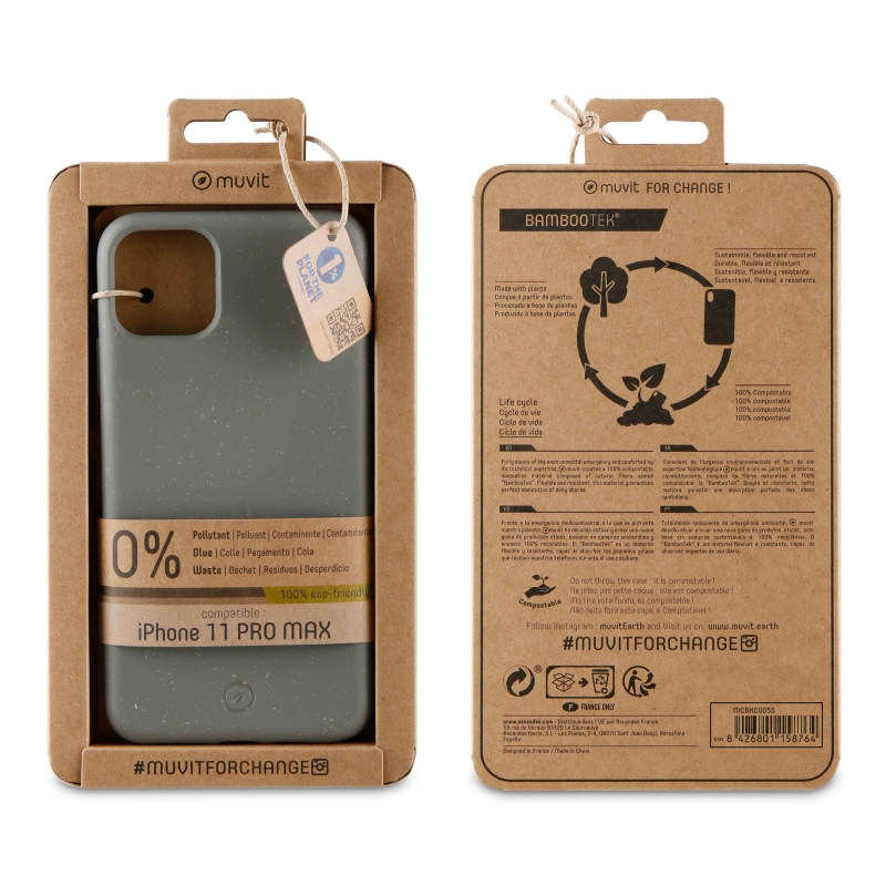 Funda Muvit for Change para Apple iPhone 11 Pro Max bambootek clouds. - Imagen 3