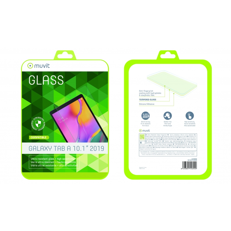 Protector de pantalla Muvit para Samsung Galaxy Tab A 10,1'' 2019 plano. - Imagen 2
