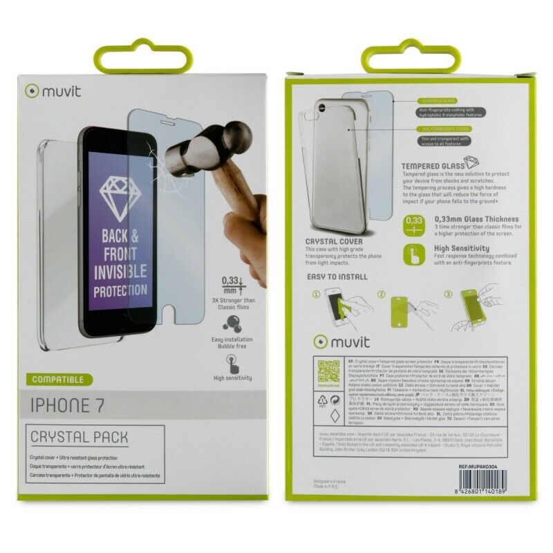 Pack Muvit Apple iPhone SE/8/7 funda Cristal transparente + protector (NUEVO) - Imagen 3