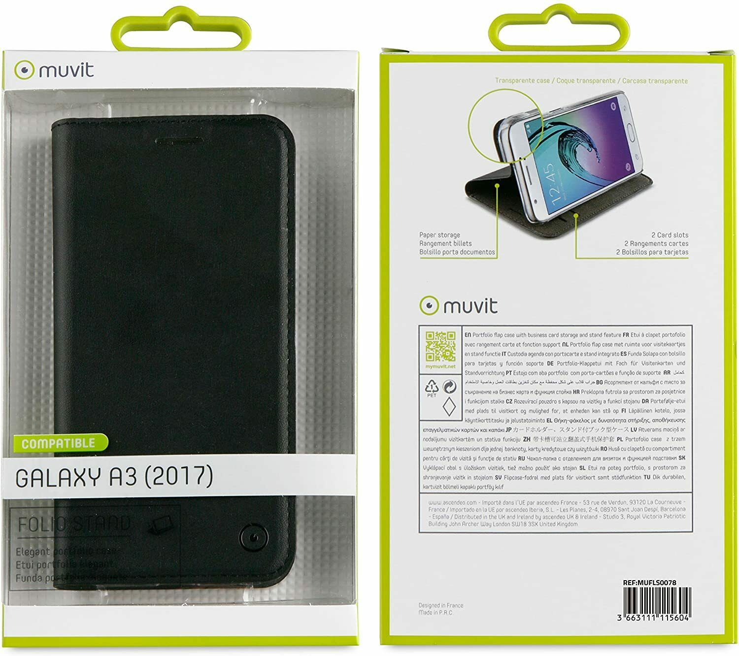 Funda Muvit Folio con Funcion Soporte y Tarjetero para Samsung Galaxy A3 2017 - Imagen 2