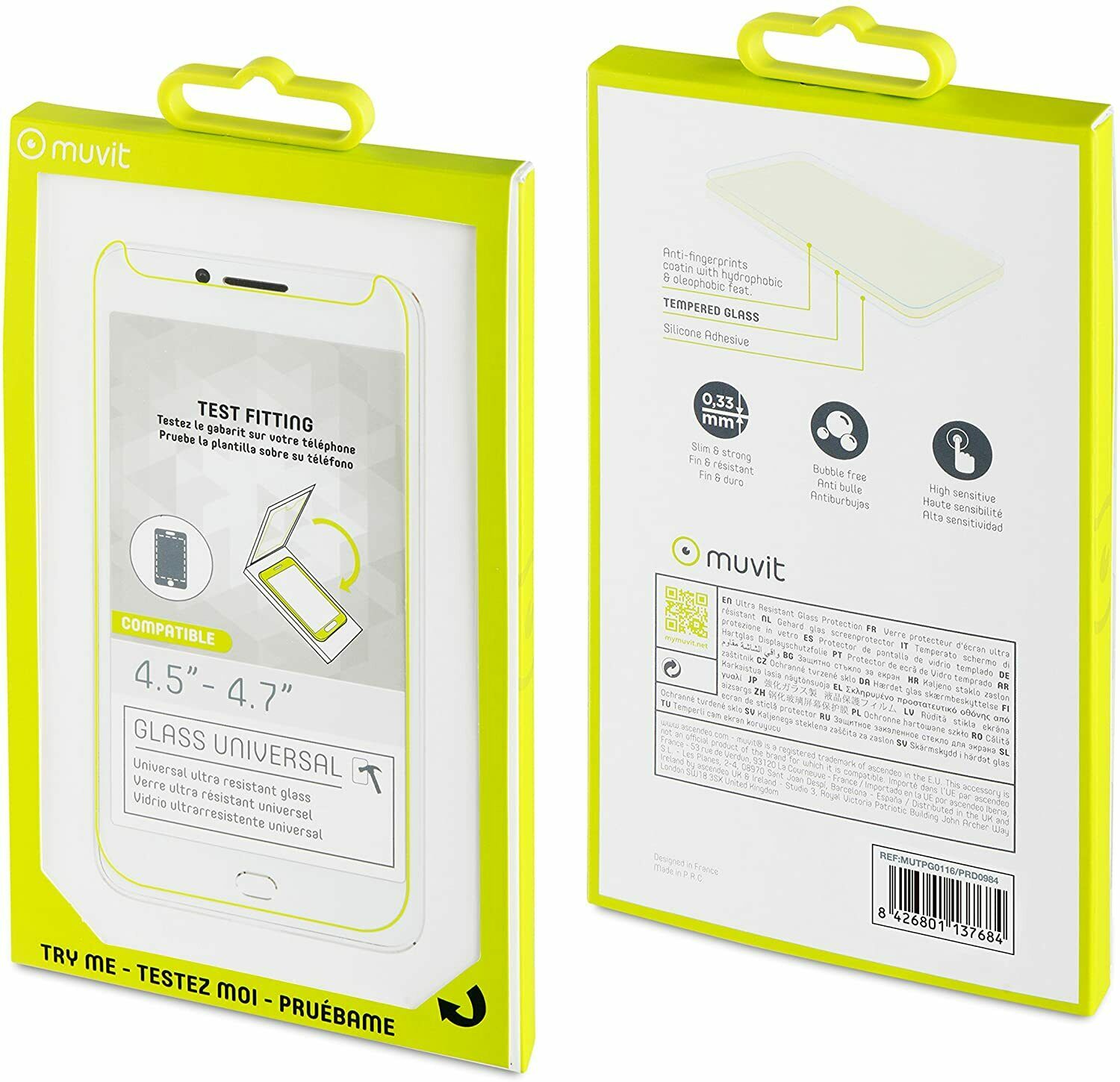 Protector pantalla Muvit vidrio templado universal 4.7'' plano. - Imagen 2