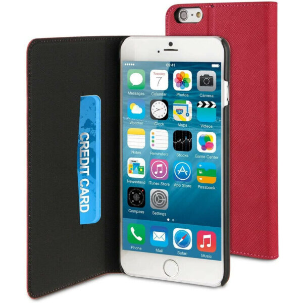 Funda Muvit Slim Folio para Apple iPhone 6S Plus/6 Plus rosa/negra.