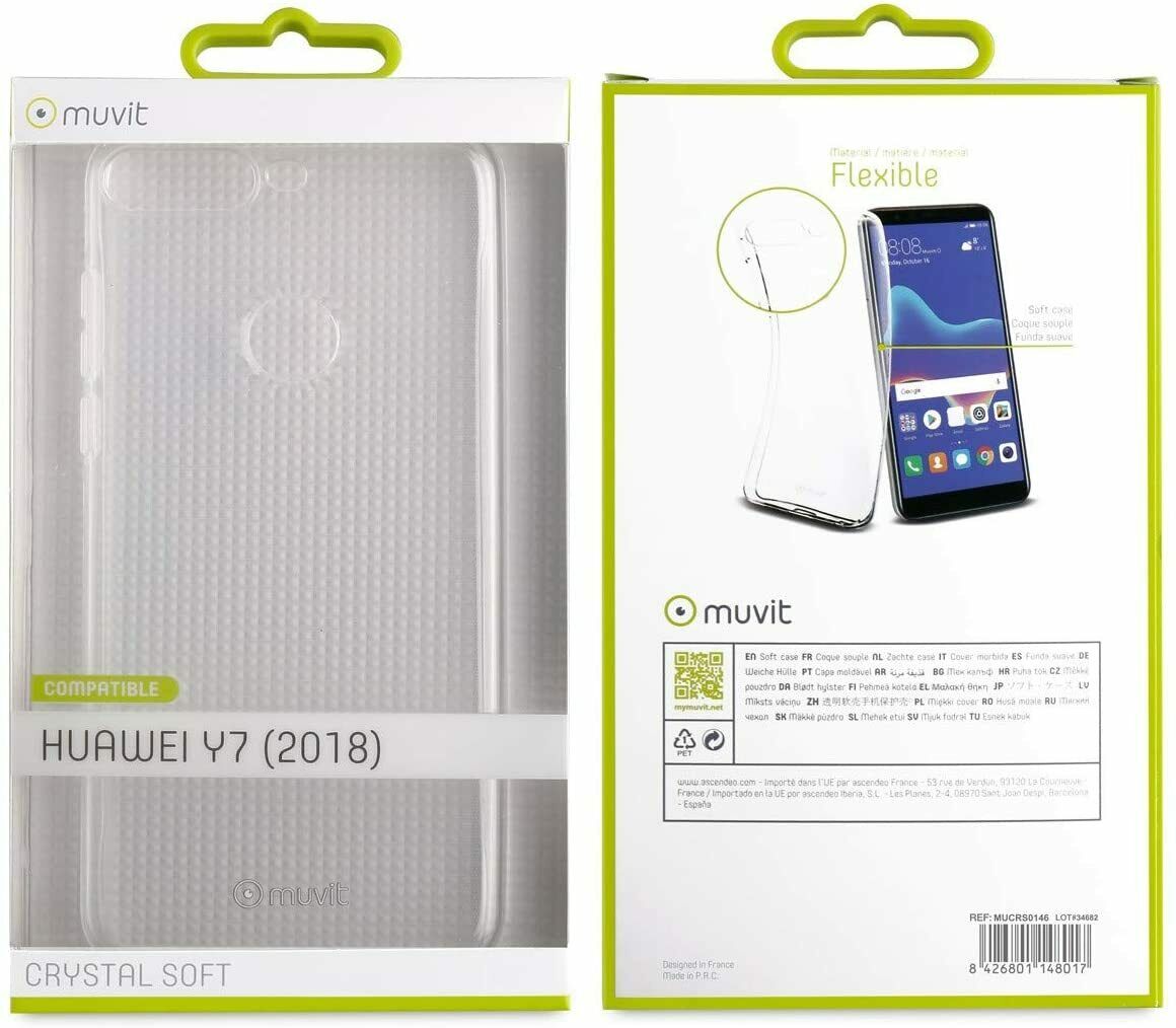 Funda Muvit Cristal Soft para Huawei Y7 2018 Transparente. - Imagen 3
