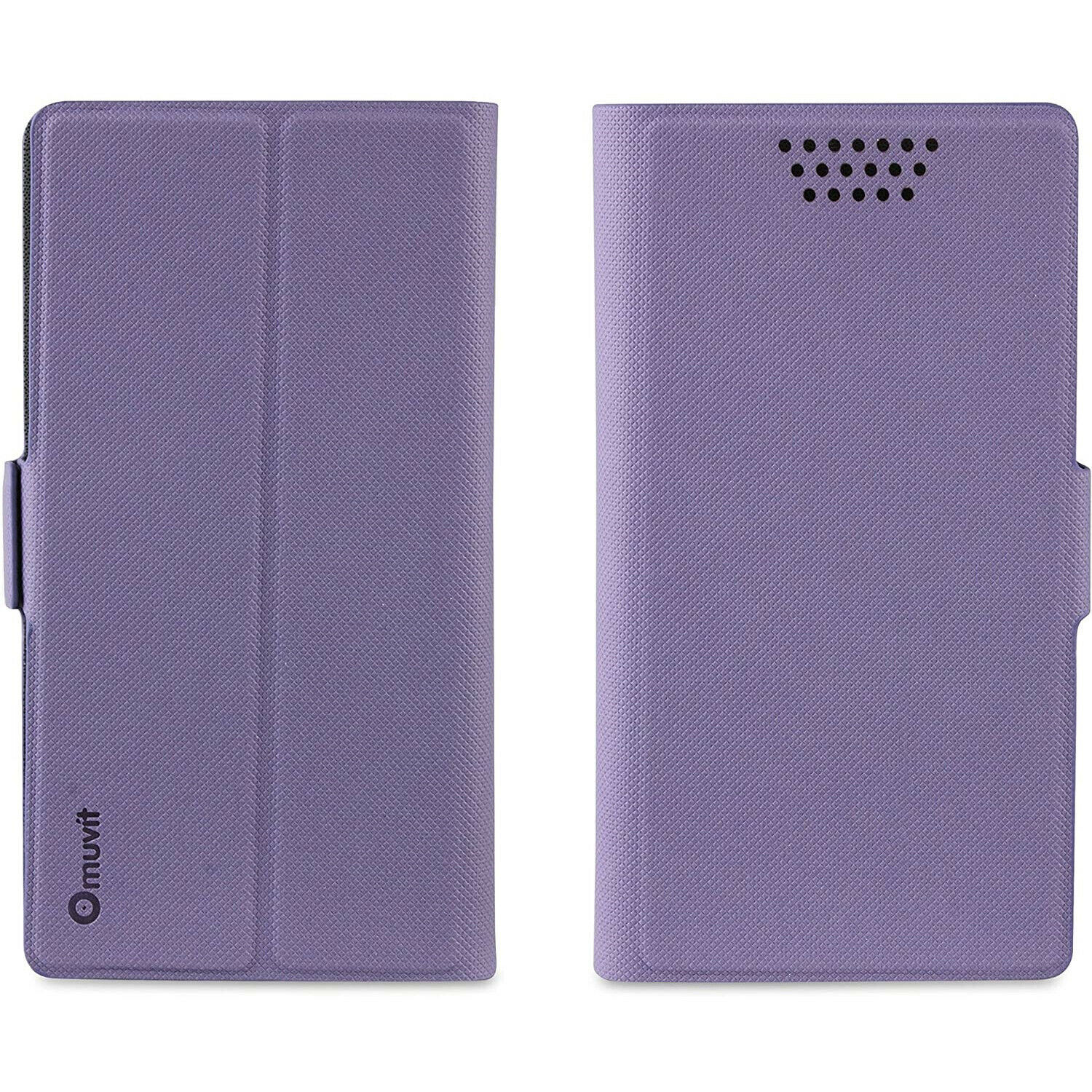 Funda Folio universal Muvit compatible con 5'' con función soporte violeta.