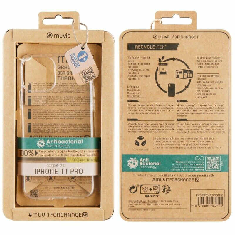 Funda Muvit for change para Apple iPhone 11 Pro recycletek transparente - Imagen 3