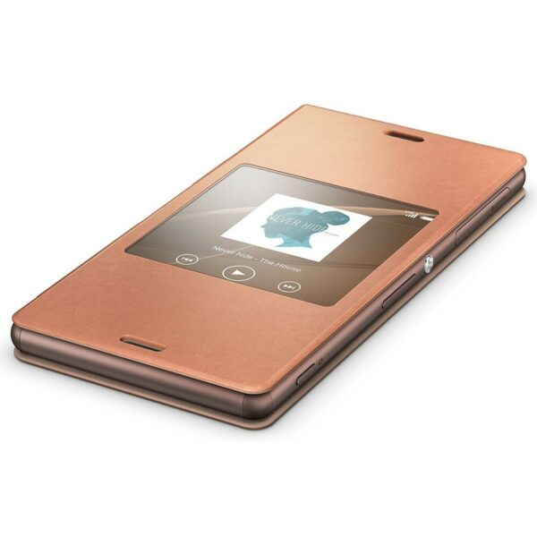 Funda original Sony SCR24 tipo libro con ventana para Sony Xperia Z3 color cobre - Imagen 3