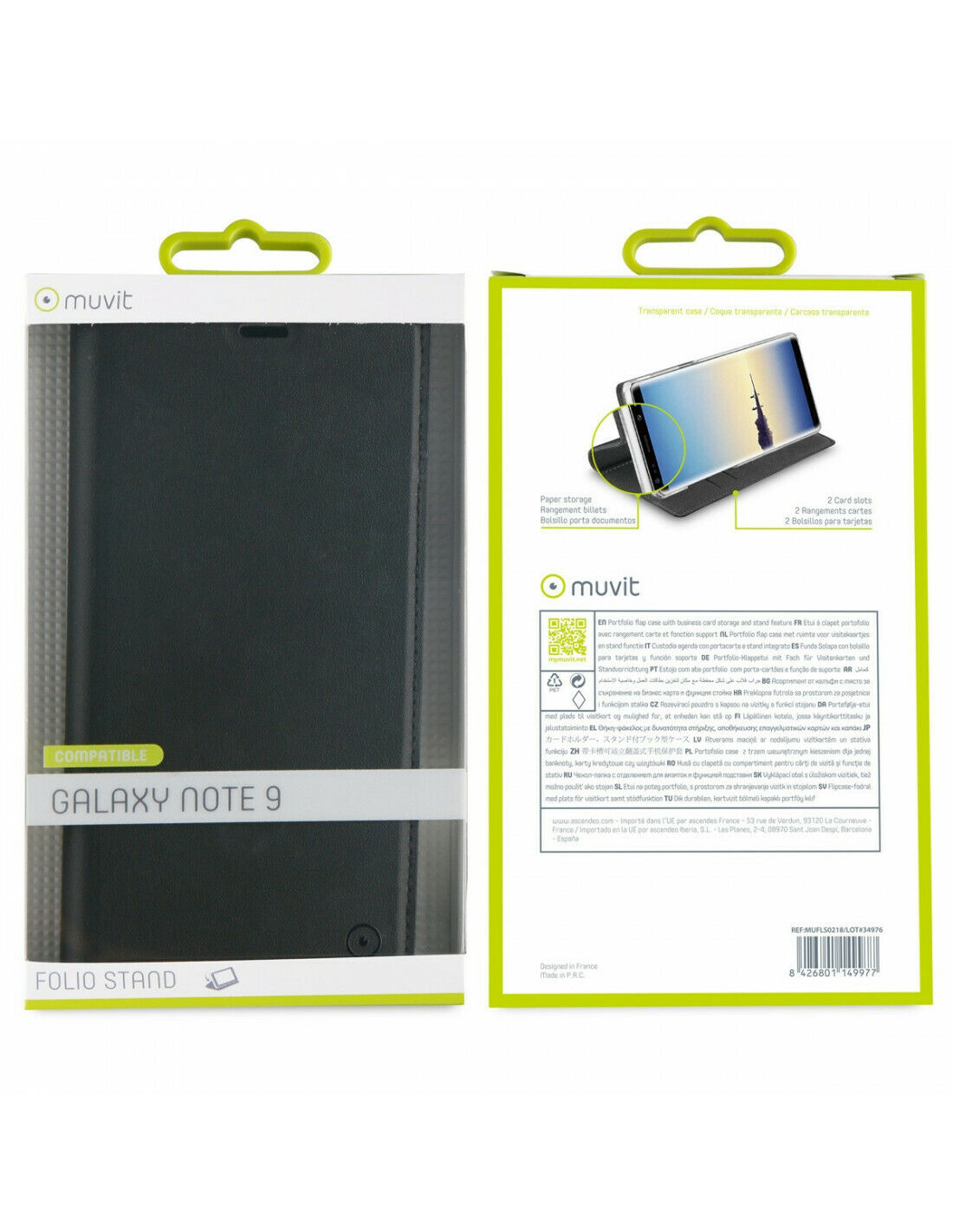 Funda folio Muvit para Samsung Galaxy Note 9 función soporte negra - Imagen 3