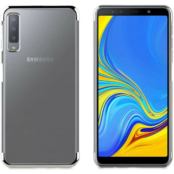 Funda Muvit Cristal para Samsung Galaxy A7 2018 bordes Electoplating plateada.
