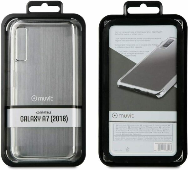 Funda Muvit Cristal para Samsung Galaxy A7 2018 bordes Electoplating plateada. - Imagen 3