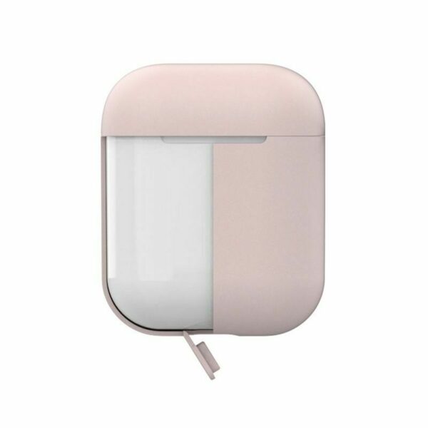 Estuche Puro funda silicona Apple Air pods rosa + tapa adicional blanca. - Imagen 2
