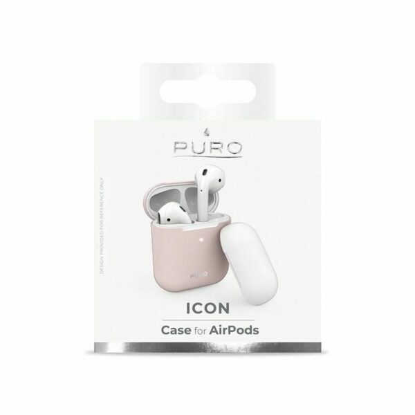 Estuche Puro funda silicona Apple Air pods rosa + tapa adicional blanca. - Imagen 3