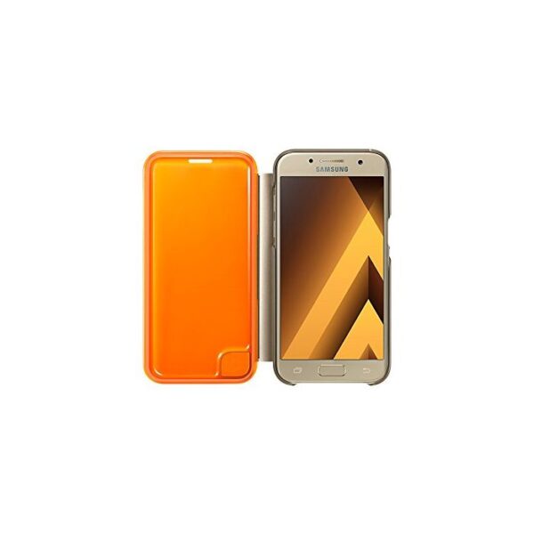 Funda original Samsung Neon Flip Cover para Samsung Galaxy A3(2017) color dorado - Imagen 2