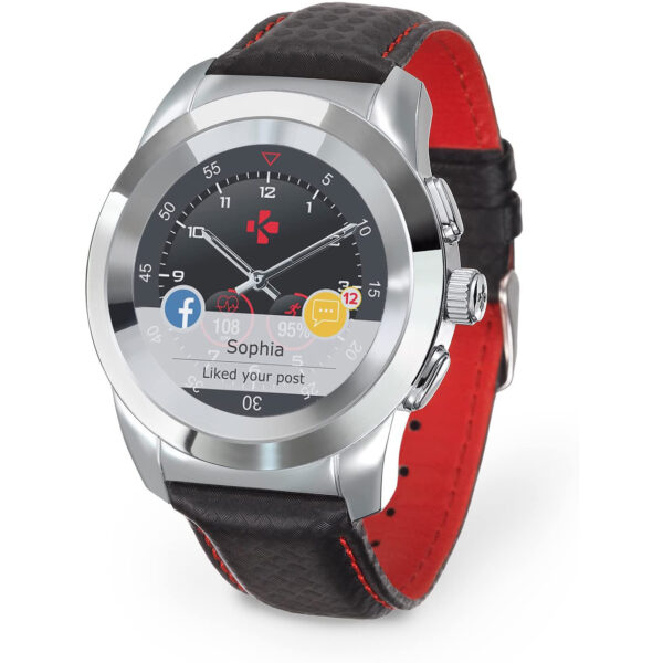 Reloj MyKronoz  ZeTime Premium 44mm Plateado/Costura roja y negro Carbón