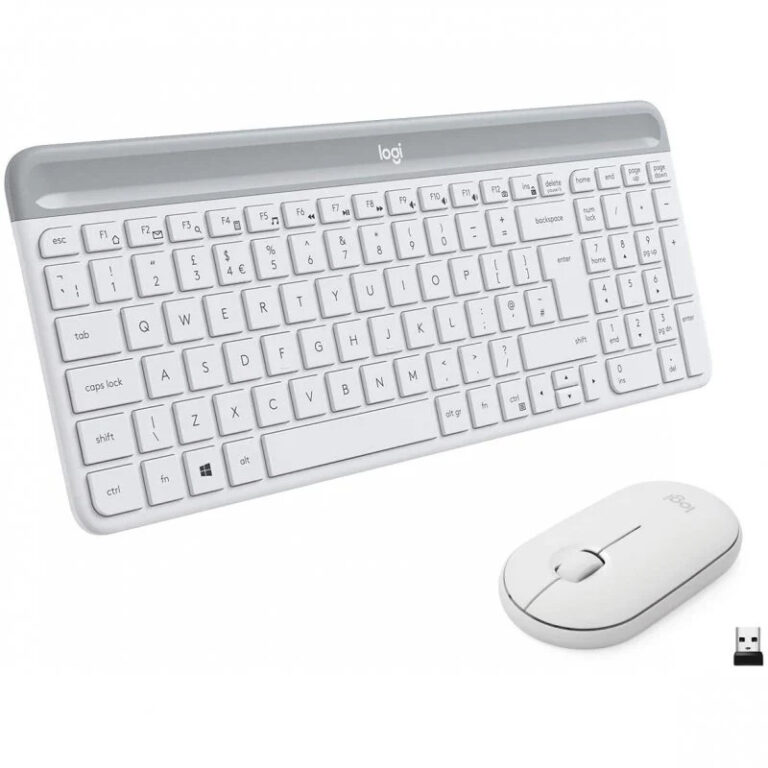 Logitech MK470 Slim Combo Teclado y Ratón Inalámbricos Blanco en Español (ñ) **Tiene una tecla de otro color, la ''av pag''**