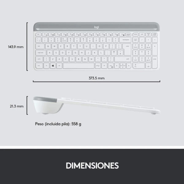 Logitech MK470 Slim Combo Teclado y Ratón Inalámbricos Blanco en Español Usado - Imagen 5