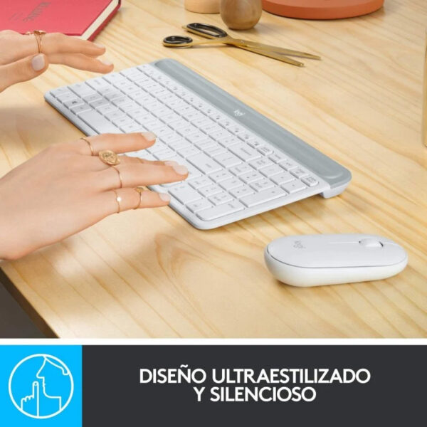 Logitech MK470 Slim Combo Teclado y Ratón Inalámbricos Blanco en Español Usado - Imagen 6